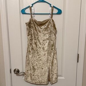 BuffBunny Gold Crushed Velvet Slip Mini Dress